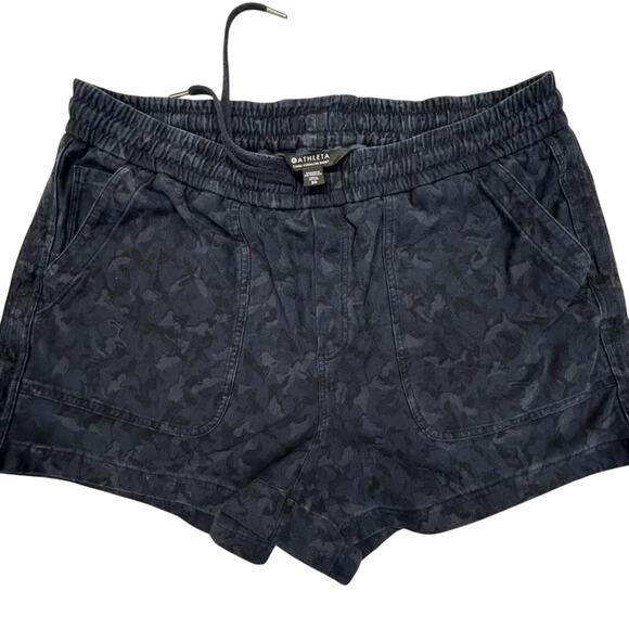 2 Pair Athleta 4" Shorts Womens 20 Cabo Linen Blue & Camo Farallon Short Black - Picture 3 of 16